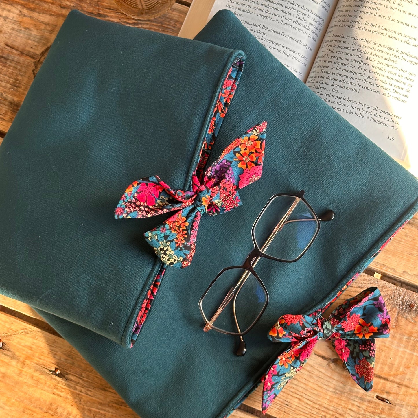 Pochette livre et tablette velours