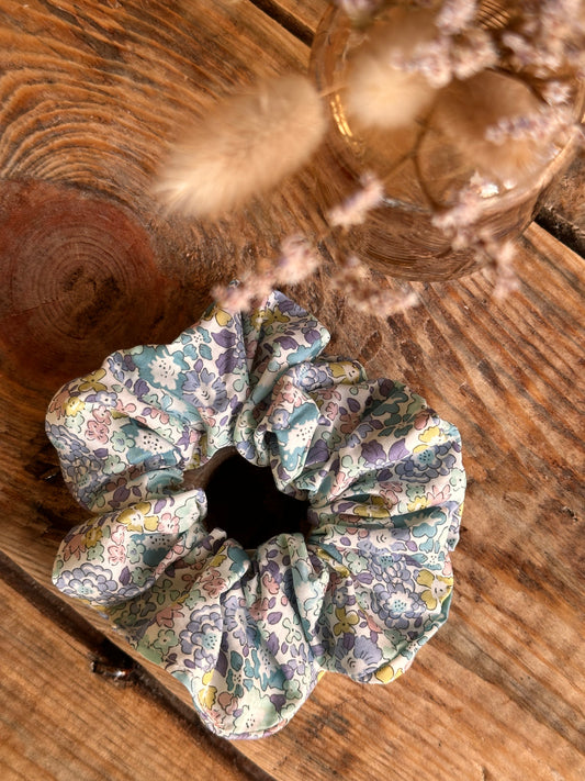 Chouchou scrunchie bleu vert Liberty