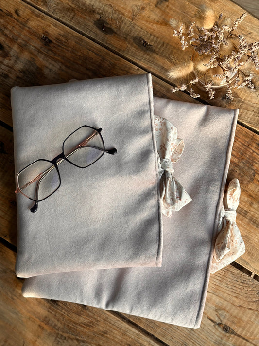 Pochette pour livre rose velours