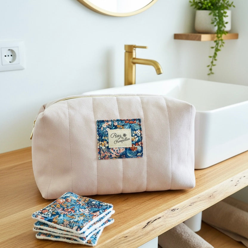 Trousse de toilette velours rose NÉRÉÏDES