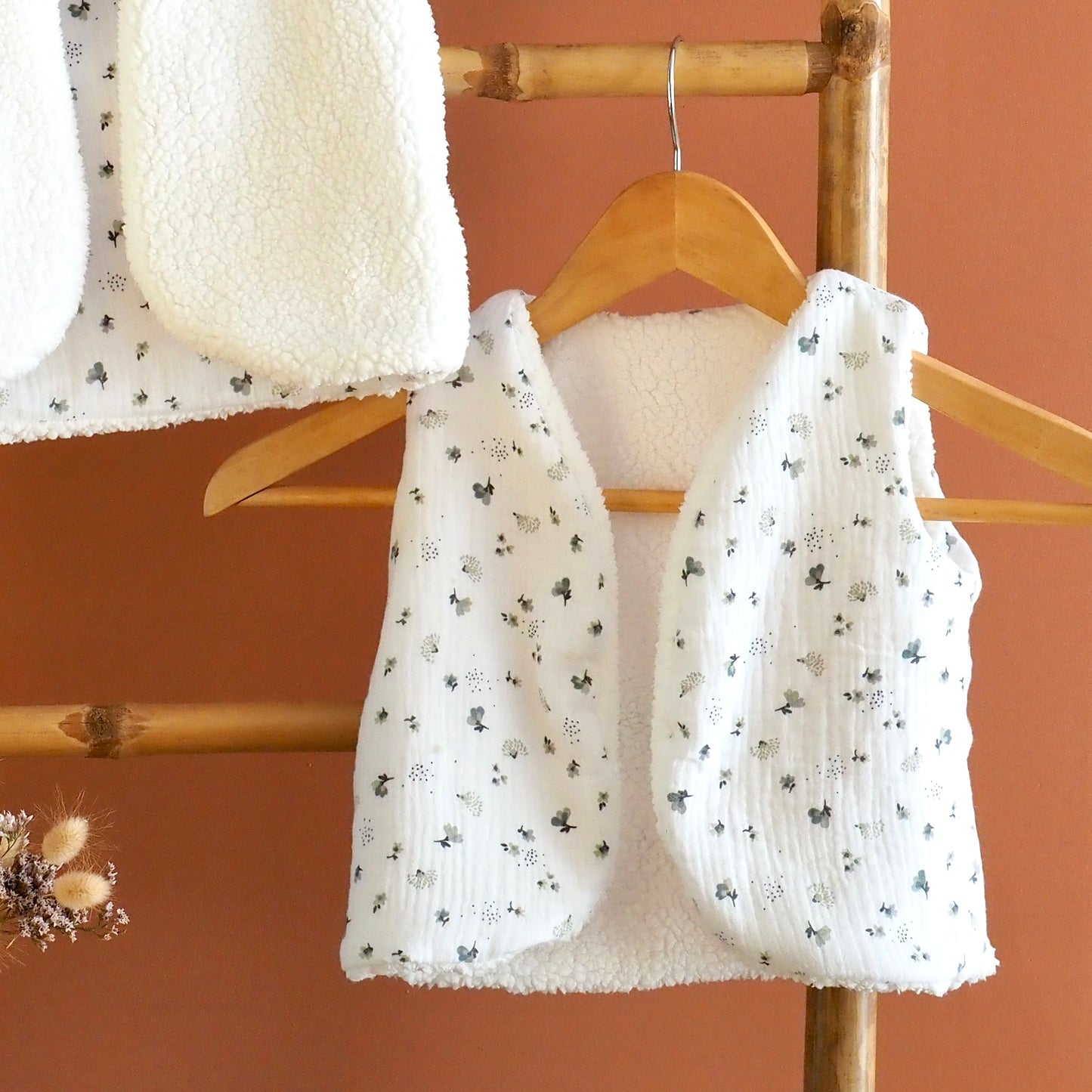 Gilet de berger réversible blanc Calypso