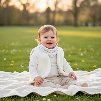Snood cache cou réversible blanc petites fleurs gris