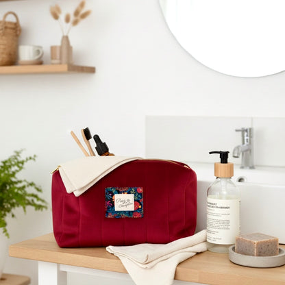 Trousse de toilette velours rouge CAMÉLIA