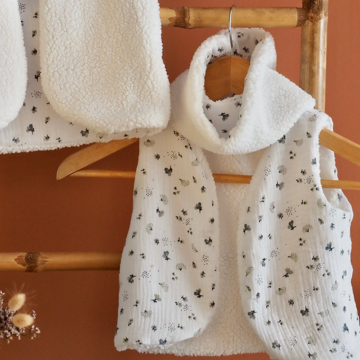 Gilet de berger réversible blanc Calypso