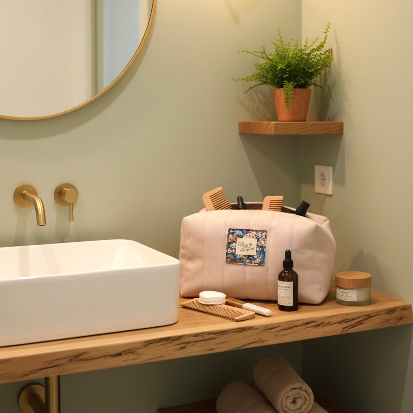 Trousse de toilette velours rose NÉRÉÏDES