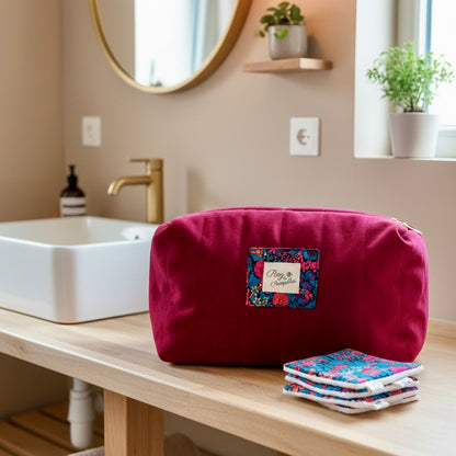Trousse de toilette velours rouge CAMÉLIA