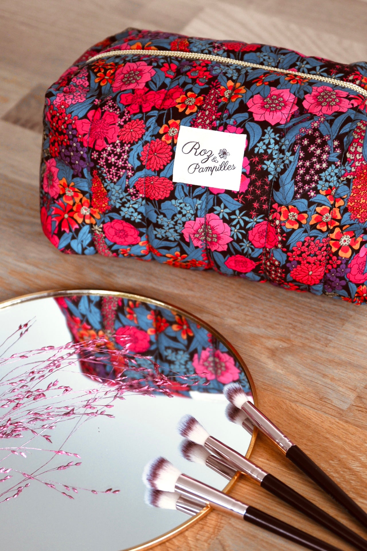 Trousse beauté maquillage matelassée Liberty coloré