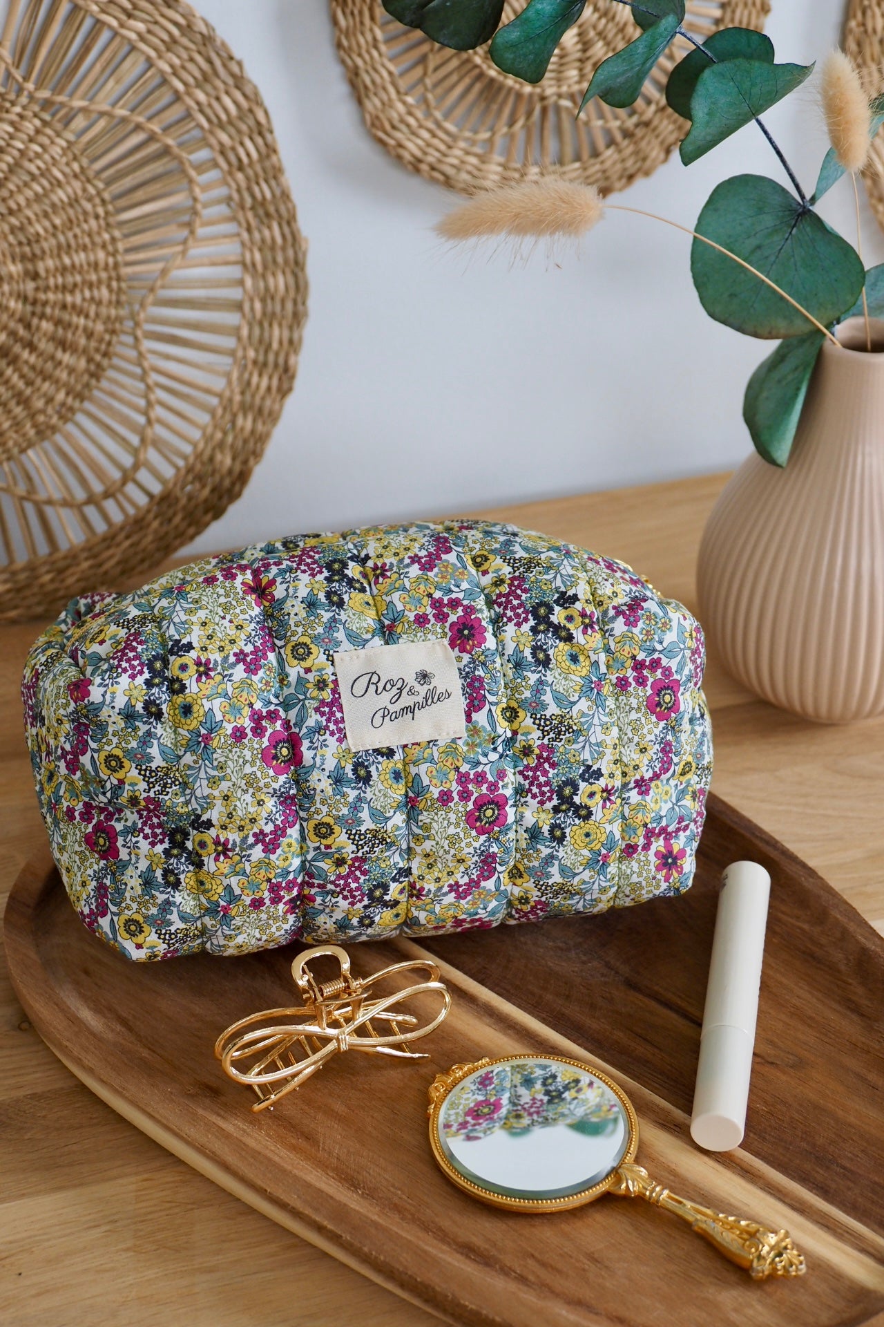 Trousse beauté maquillage fleurs champêtre