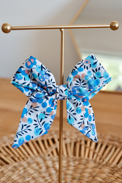 Barrette cheveux noeud Liberty bleu