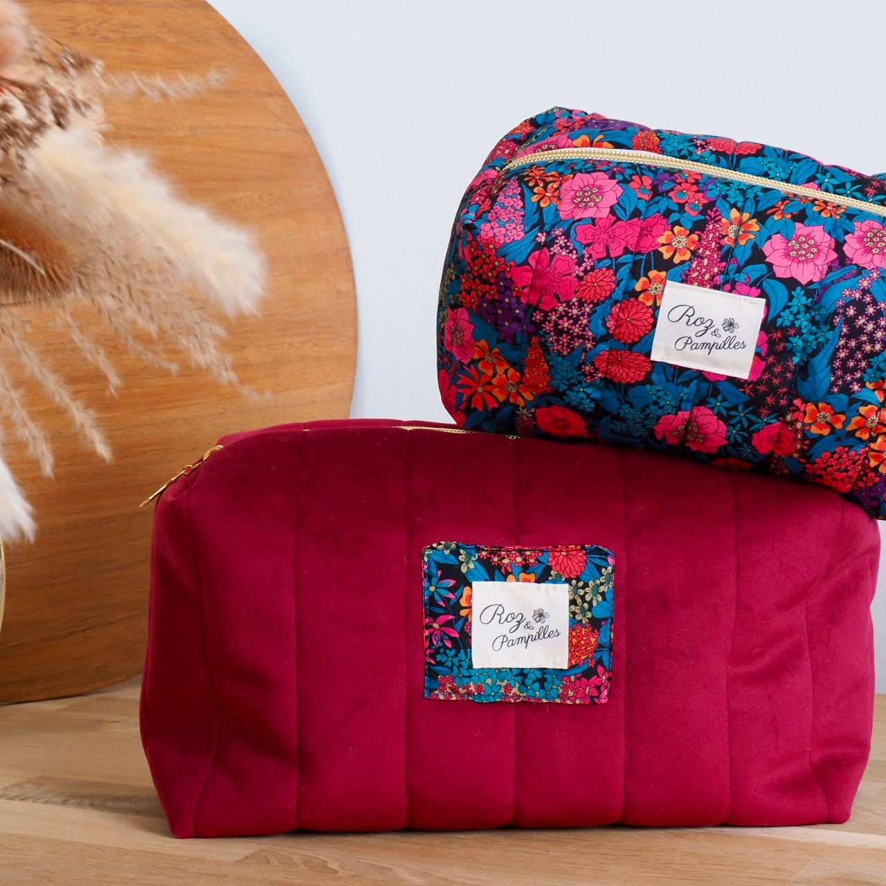 Trousse de toilette velours rouge CAMÉLIA