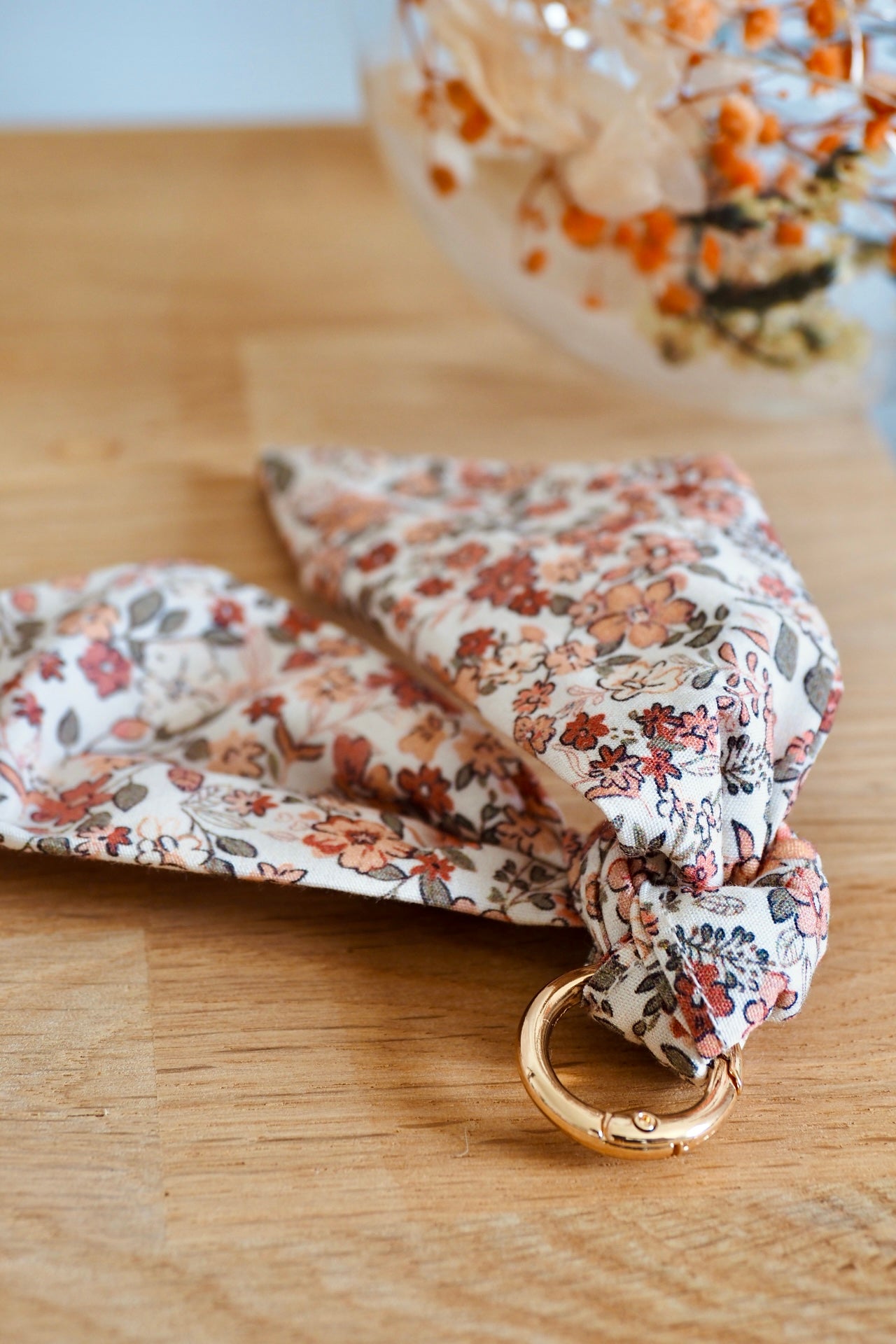 Porte clés bijou de sac tissu fleuri