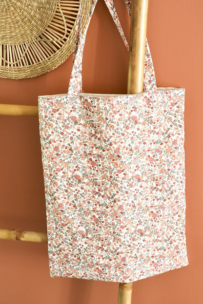 Sac tote bag doublé personnalisé motif fleuris