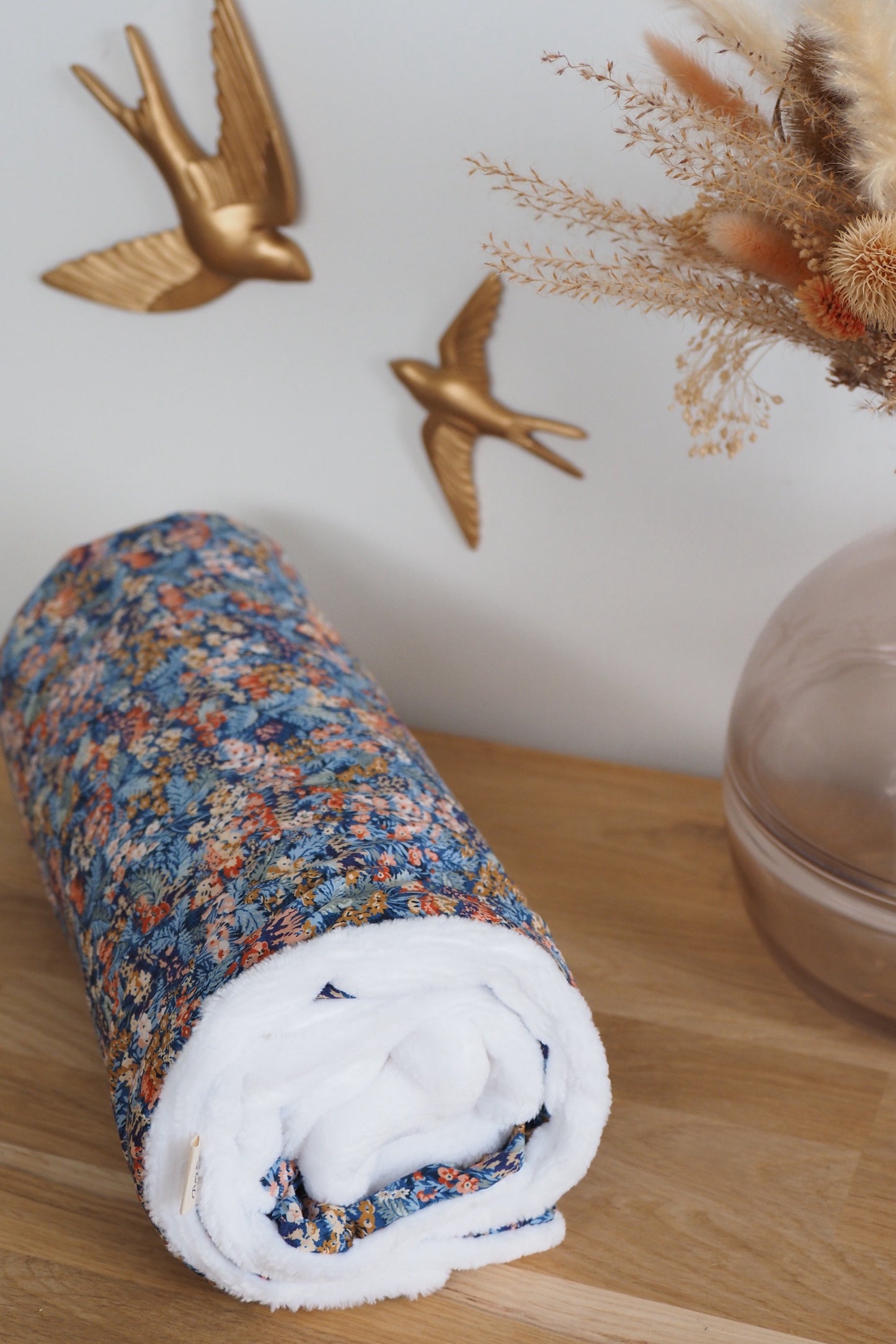 Couverture bébé plaid fait main Liberty bleu