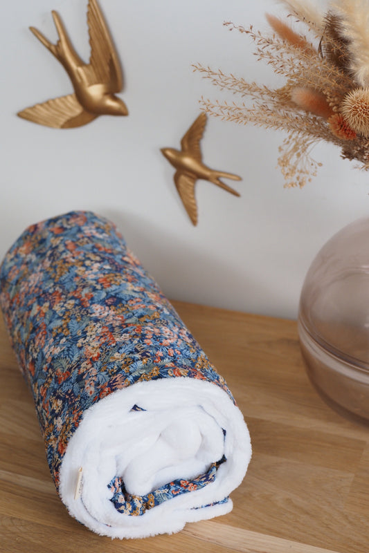 Couverture bébé plaid fait main Liberty bleu